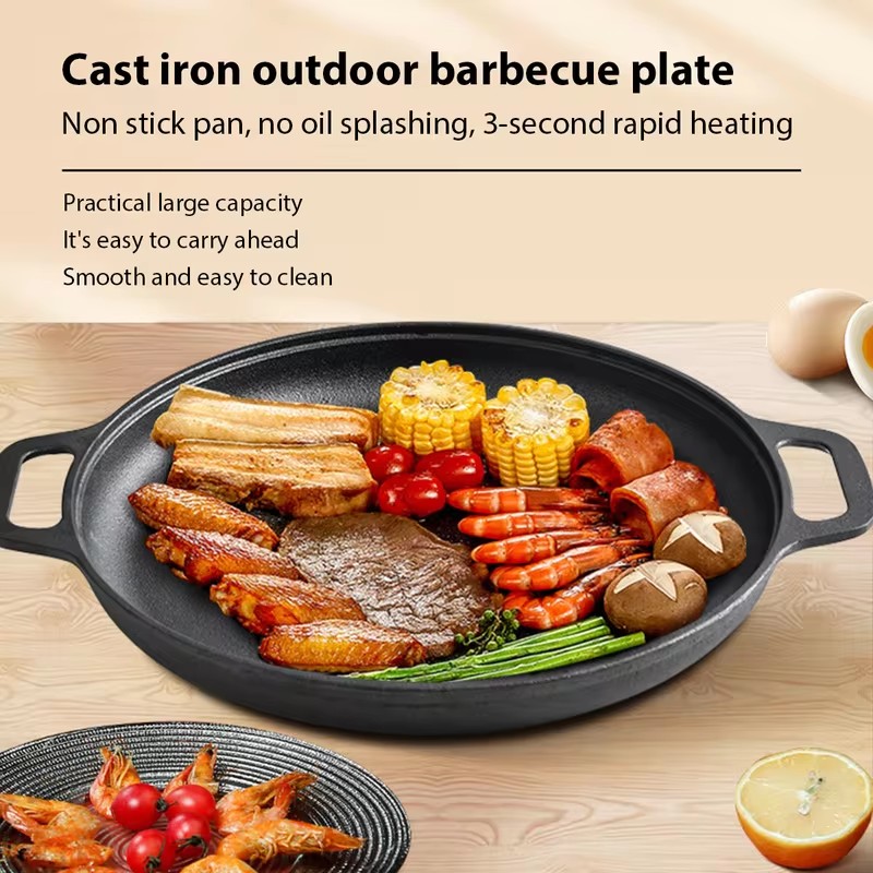 Heavy-Duty Cast Iron Fry Pan w - Mini Pancake Griddle 评论和价格