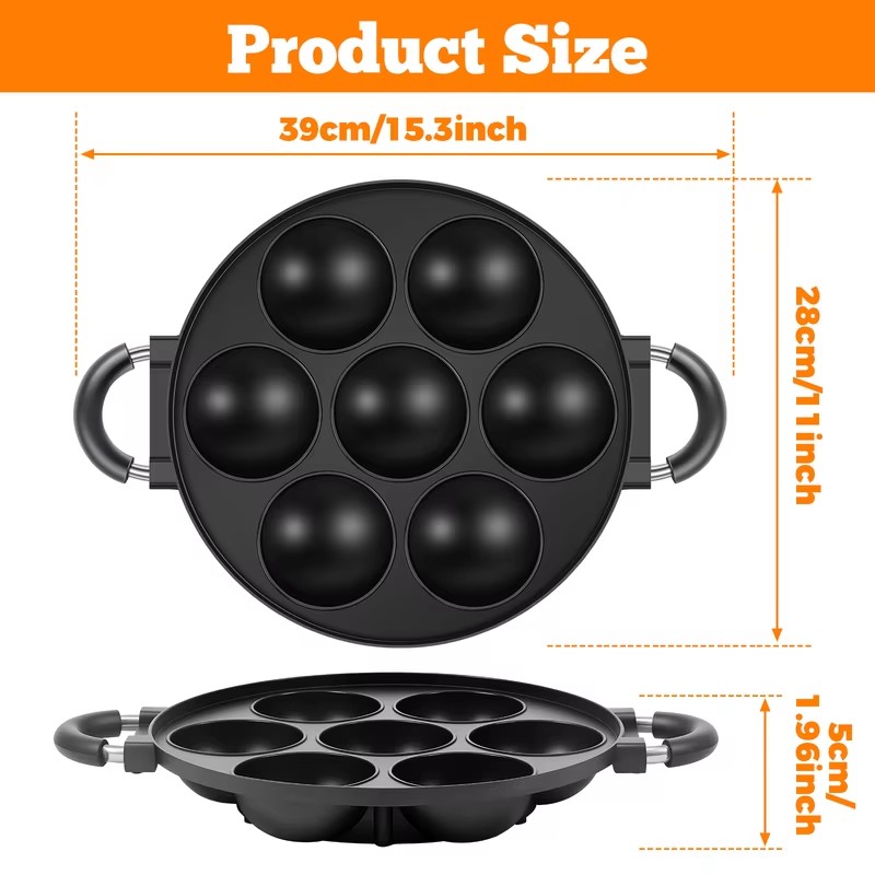 7-Cavity Aluminum Mold for Pan - Mini Pancake Griddle 评论和价格