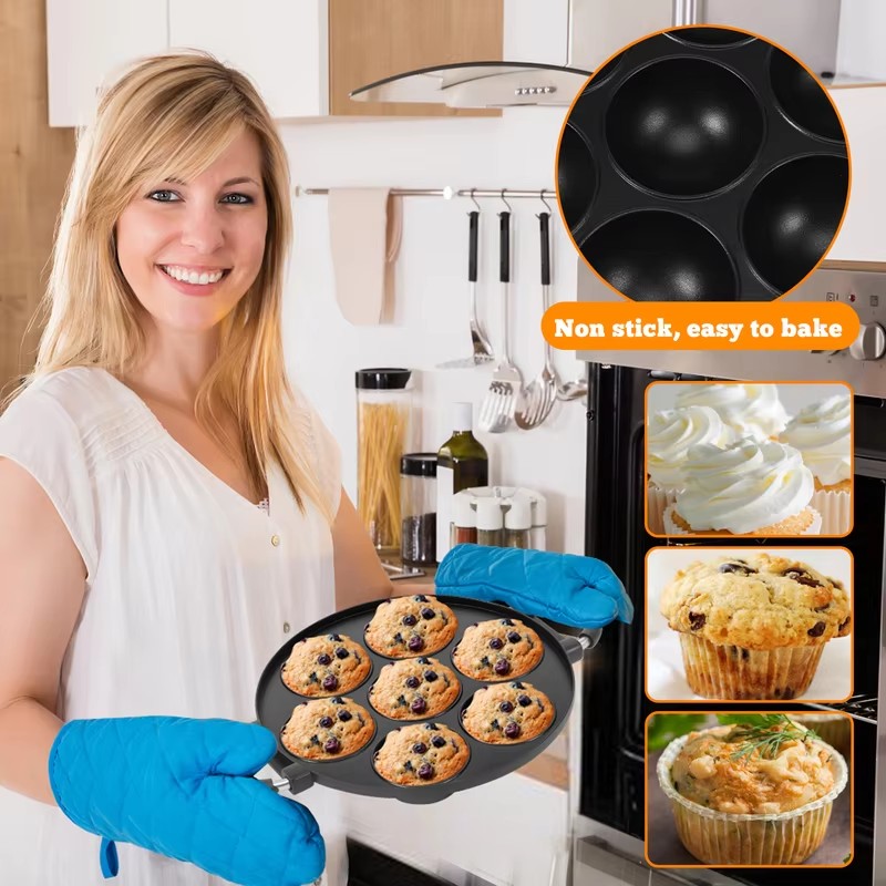 7-Cavity Aluminum Mold for Pan - Mini Pancake Griddle 评论和价格