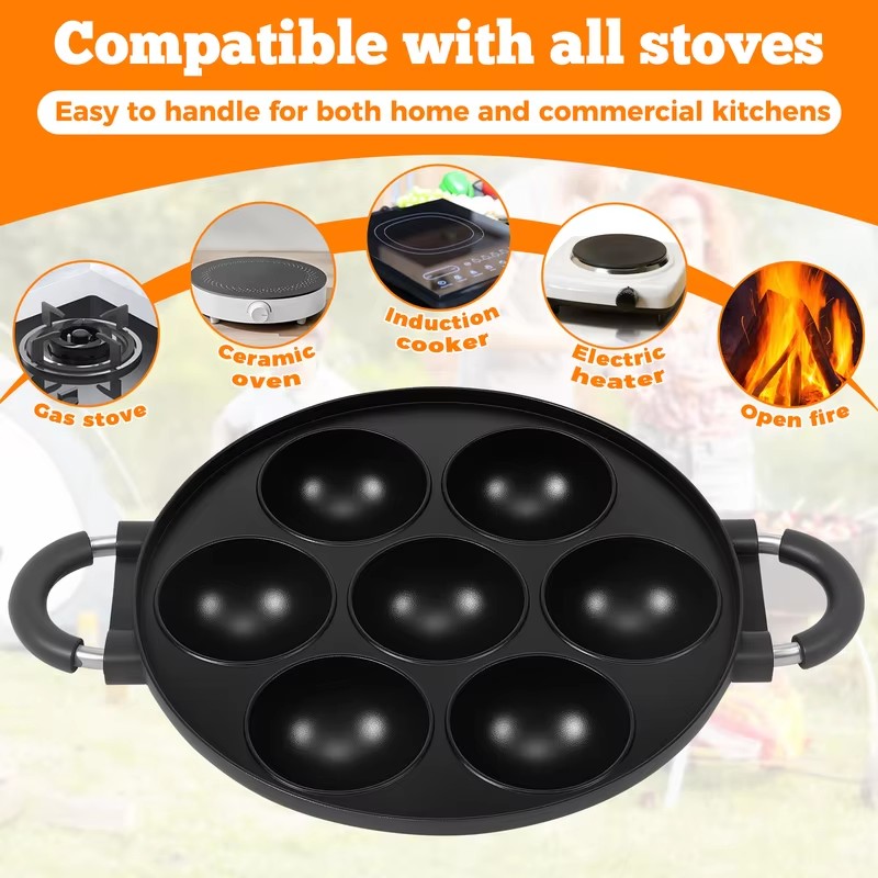 7-Cavity Aluminum Mold for Pan - Mini Pancake Griddle 评论和价格